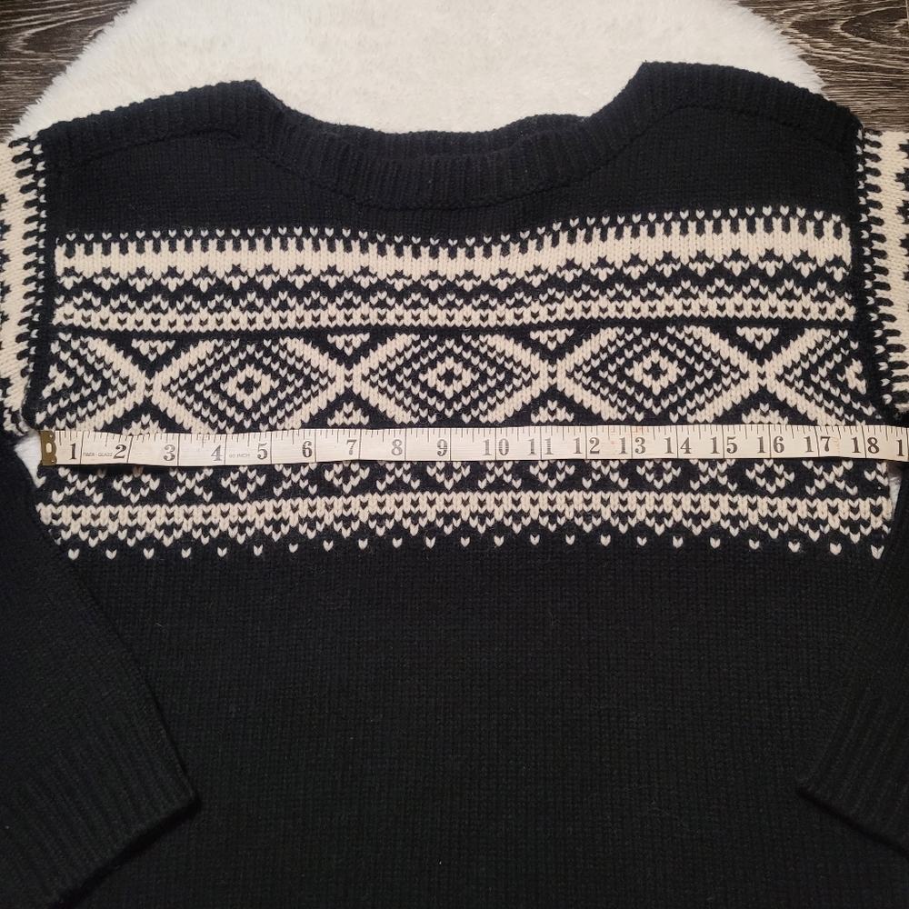 NWT Roots Vintage Ski Wool Blend Sweater in Black and Cream Sz S - Picture 5 of 7